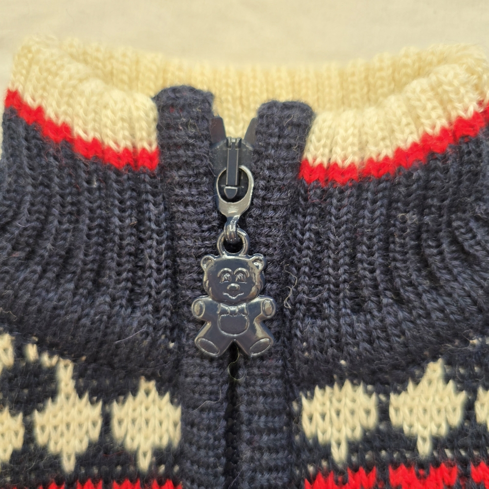 👦 Vintage European Boys Wool Zip Cardigan | Size 3T | Nordic Fair Isle - Picture 3 of 3